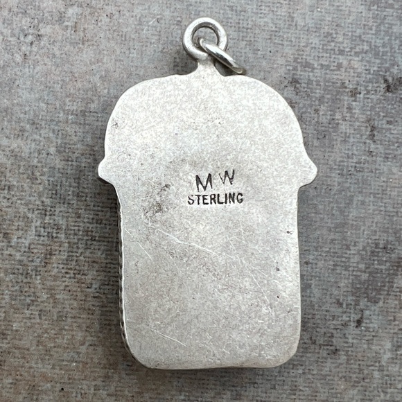 Beautiful Turquoise Pendant Signed MW Sterling Silver Antique Native American - Picture 2 of 6